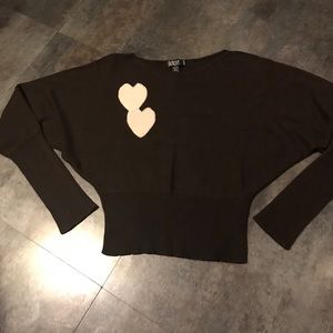 Laundry Cashmere Brown Batwing Heart Sweater sz m